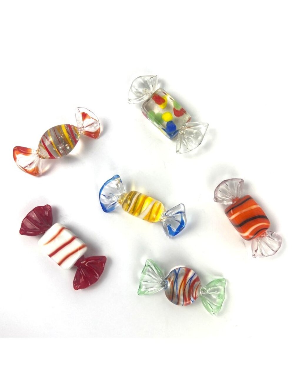 Handmade Multicolored Glass Candy Figurines Set Of 6